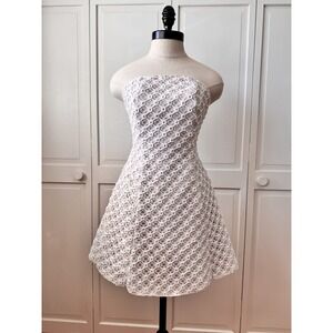 ISSUE New York Embroidered Strapless Fit & Flare Mini Dress‎ White Sm Tea Shower